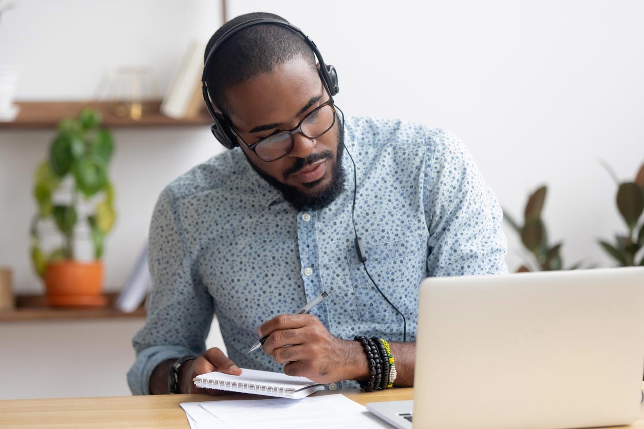 Focused african businessman